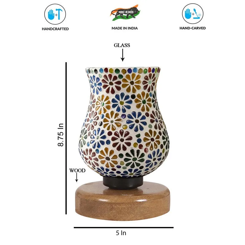 Oryvia Mosaic Glass Table Lamp With Wooden Base - Multicolor media 8