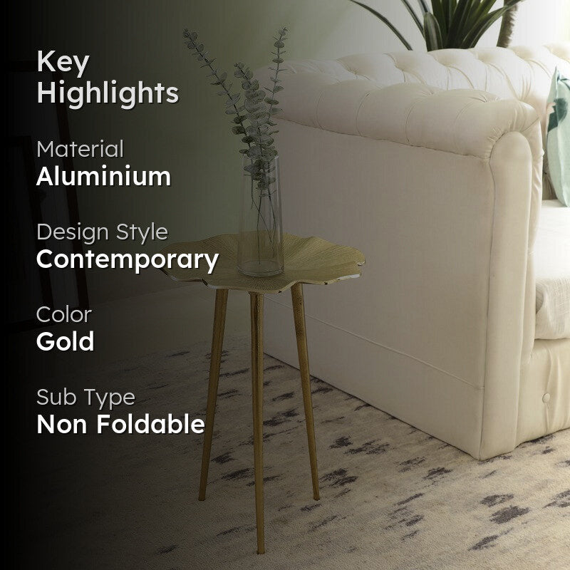 Leaf Form Aluminum Side Table - Gold media 2