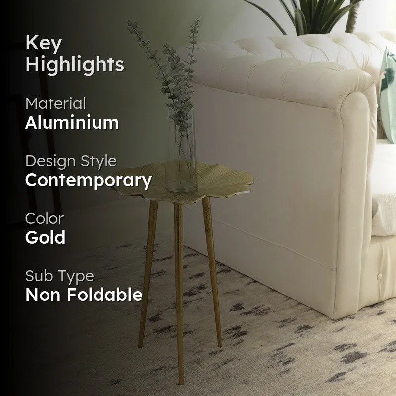 Leaf Form Aluminum Side Table - Gold media 2