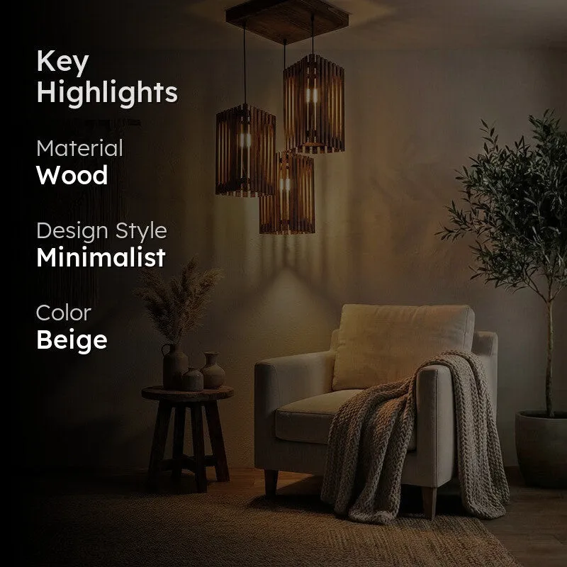 CageAura Illume Wooden Ceiling Lamp - Beige media 2