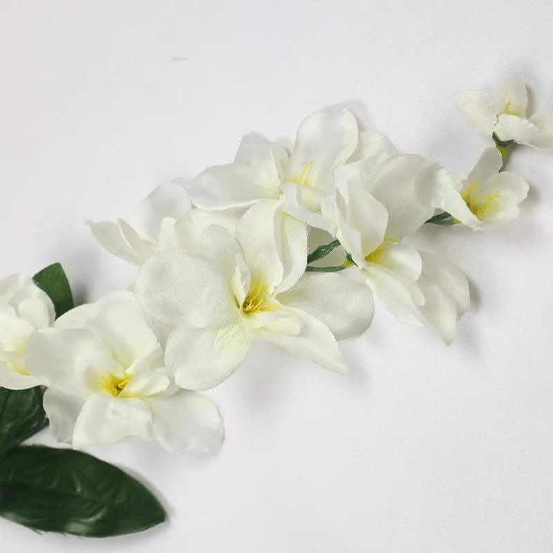Decorative Fabric Artificial Orchid Flower (White) - Set Of Five media 4