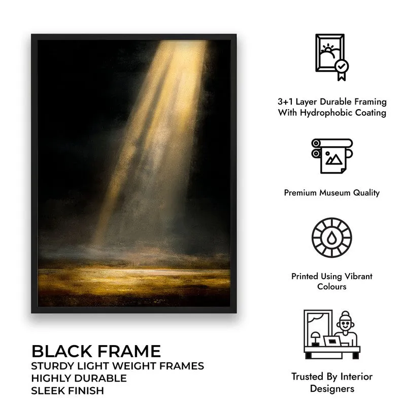 Golden Rays Archival Paper Wall Painting With Black Frame media 7