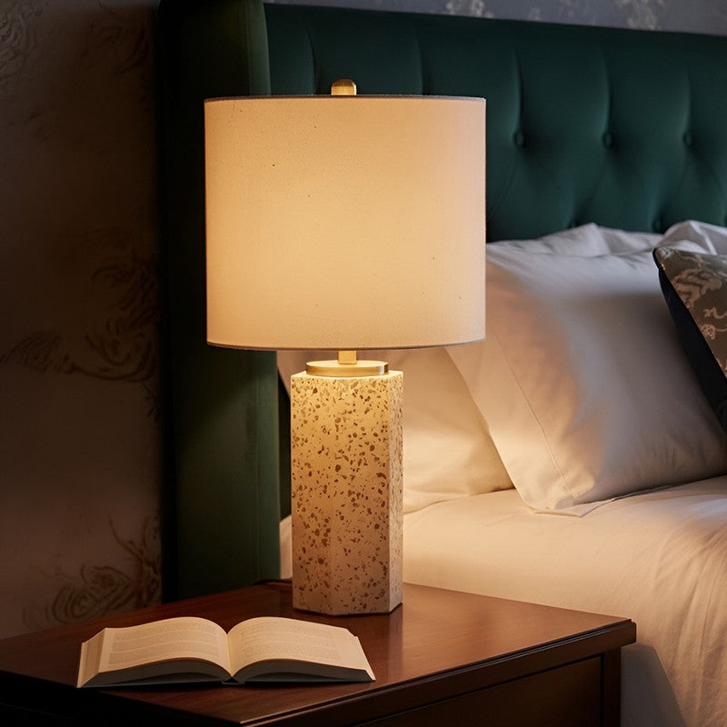 AarviDecor Kensington Designer Fabric Table Lamp - White