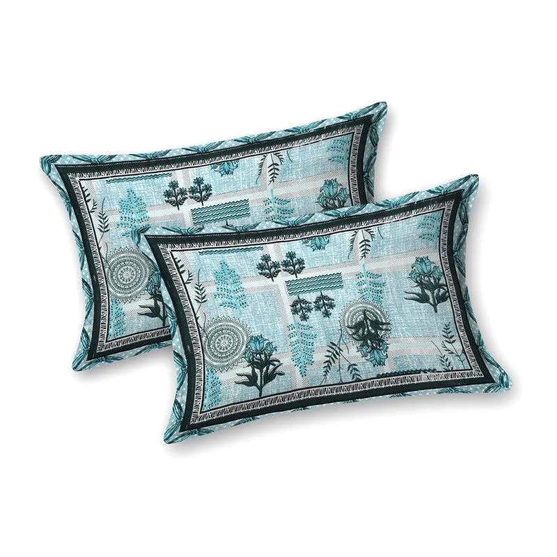 Formy Cotton Bedsheet (Blue,White) - 240 TC media 4