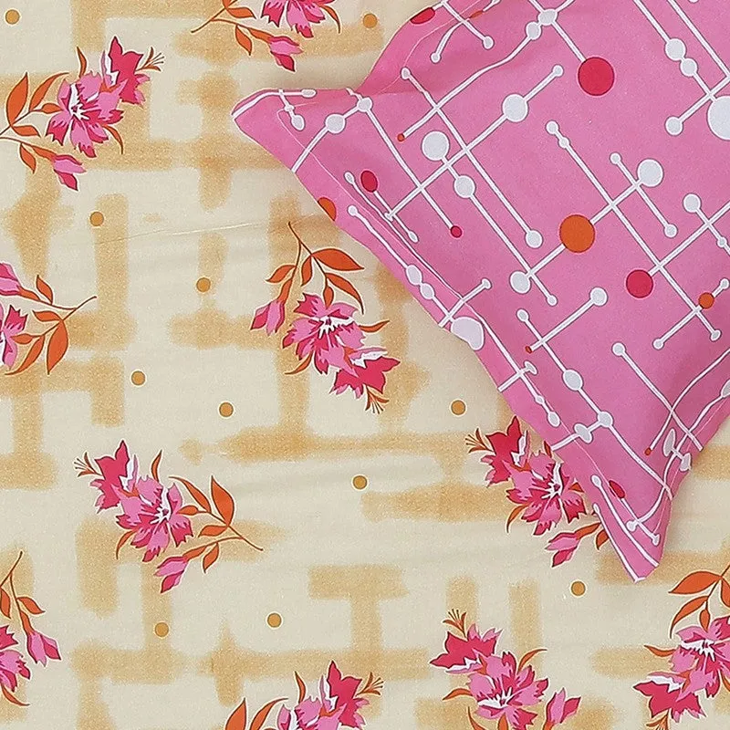 Monte Carlo Bloom Bliss Cotton Bedsheet (Yellow,Pink) - 104 TC media 6