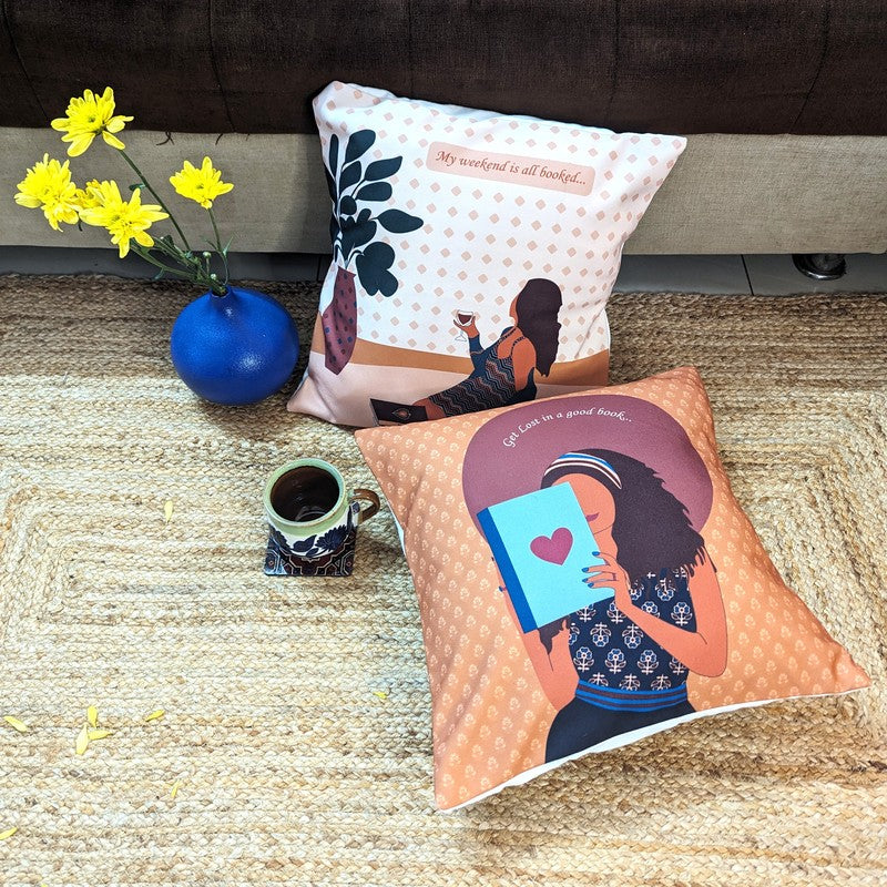 Abstract Lifestyle Print Cushion Cover - Set Of Two