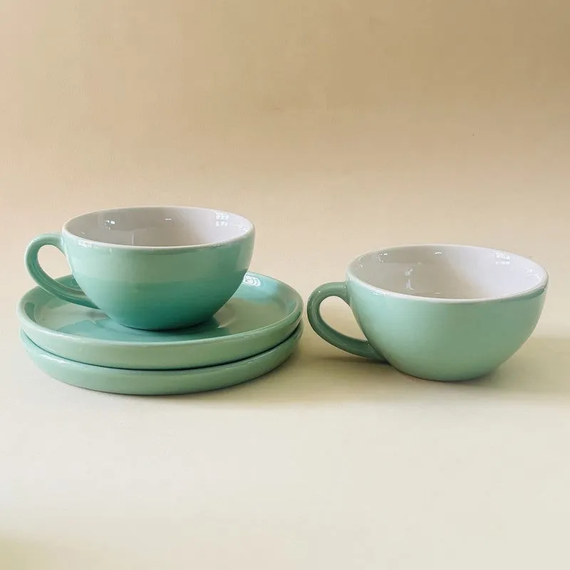 Ceramic Cup & Saucer (Sage Green/240 mL Each) - Set of Two media 3