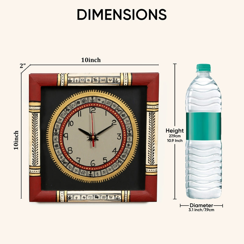Imeya Warli Tribal Wooden Wall Clock media 11