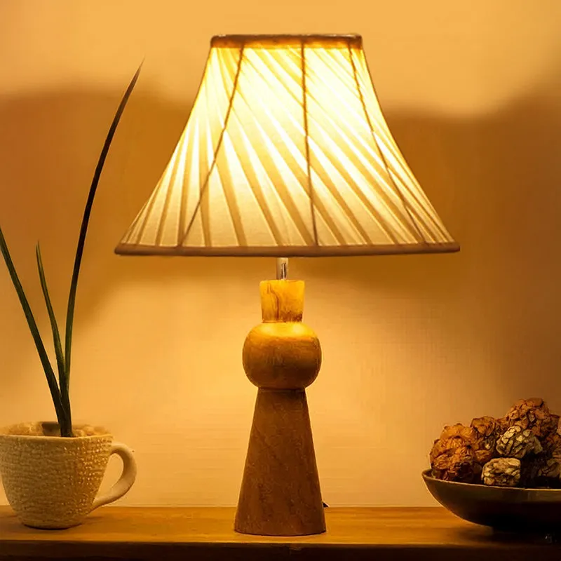Angler Harbor Wooden Table Lamp - Ivory,Brown media 1