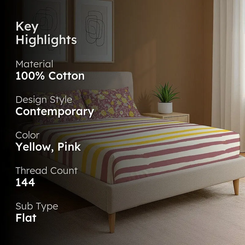 Urban Space Minimal Luxe Cotton Bedsheet - 144 TC media 2