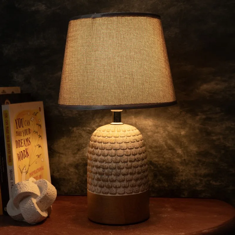 AarviDecor Hamilton Decorative Fabric Table Lamp - Grey media 1