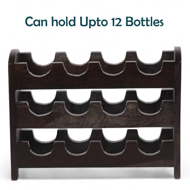 Yverox Sheesham Wooden Wine Rack - Black media 3