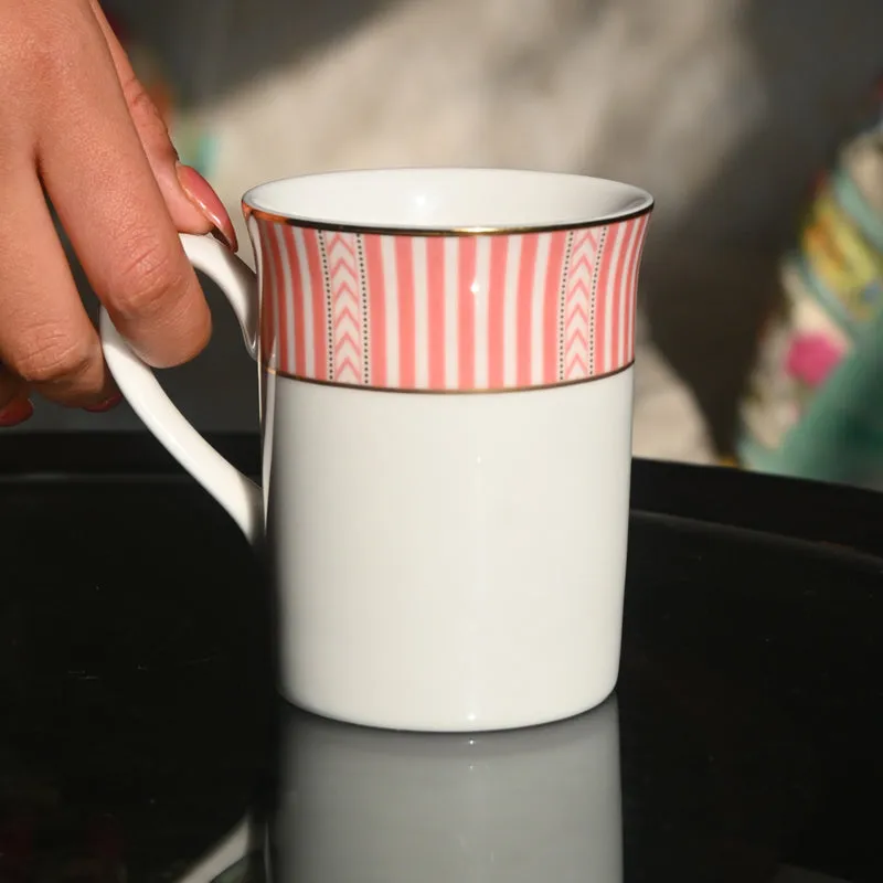 Stripe 24k Gold Brushed Porcelain Coffee Mug (300 mL Each) - Set of Two media 3