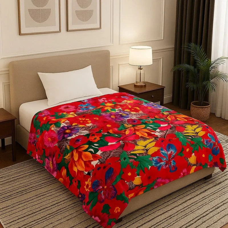 Bloomaura Floral Woolen Blanket (Multicolor) - 330 GSM media 1