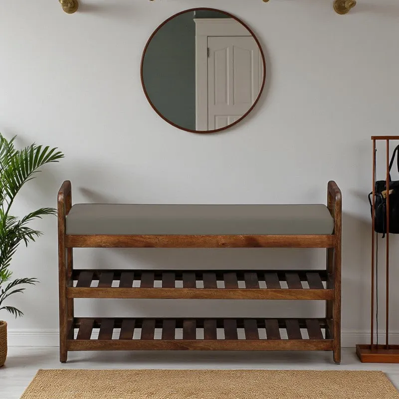 Sole Nest Mango Wood Shoe Rack - Grey media 3