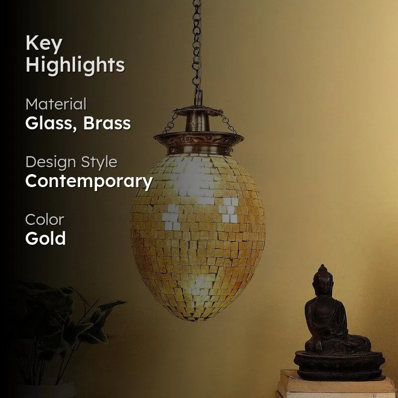 Golden Glee Glass Ceiling Lamp - Gold media 2