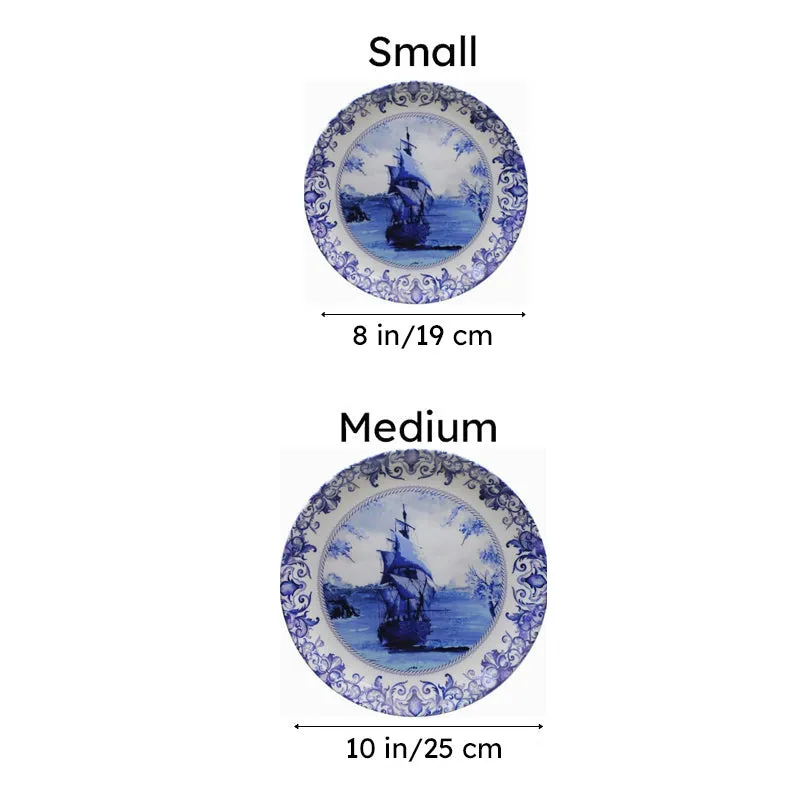 Dutch Blue Pottery Ship Inspired Decorative Plate media 6