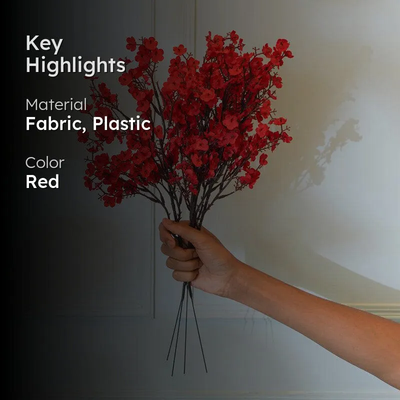 Faux Red Gypsophila Flower Stick (19 CM) - Set Of Four media 2