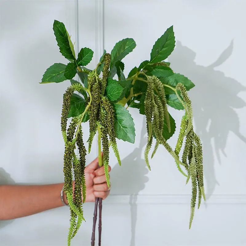 Faux Dark Green Millet Grass Foxtail Amaranthus Stick (38 CM) - Set Of Two media 3
