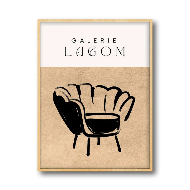 Lagom Lounge Canvas Wall Painting With Brown Frame media 3