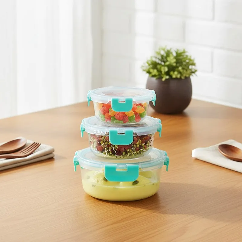 Grabzo Leak Proof Glass Lunch Box - Set Of Three media 3