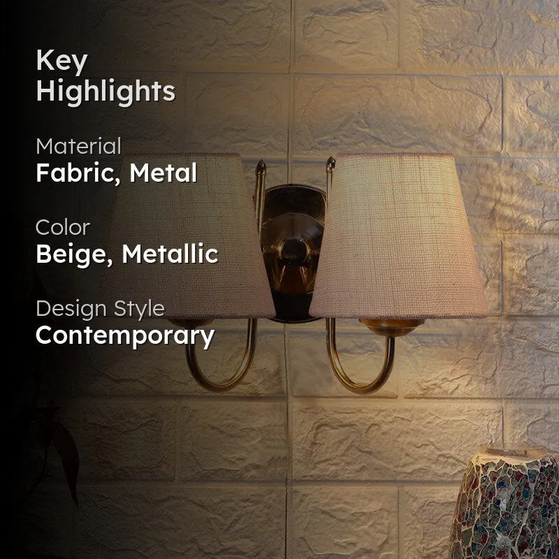Veda Duo Fabric & Metal Wall Lamp - Beige media 2