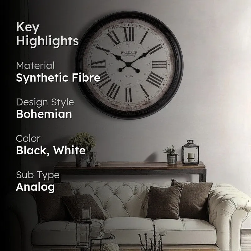 V Round Wall Clock - Black & White media 2