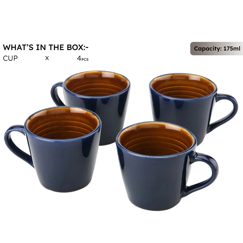 Karvaa Ceramic Tea Cup (175 mL Each)/Royal Blue)- Set of Four media 3