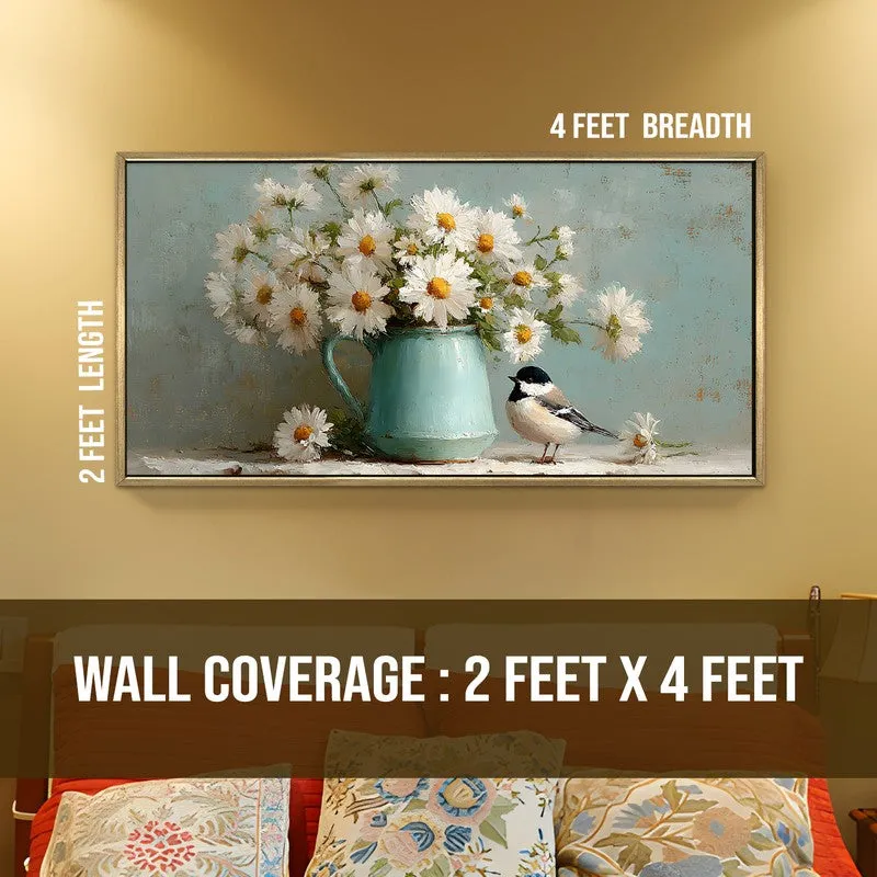 Cozy Bloom Canvas Wall Painting With Frame media 8