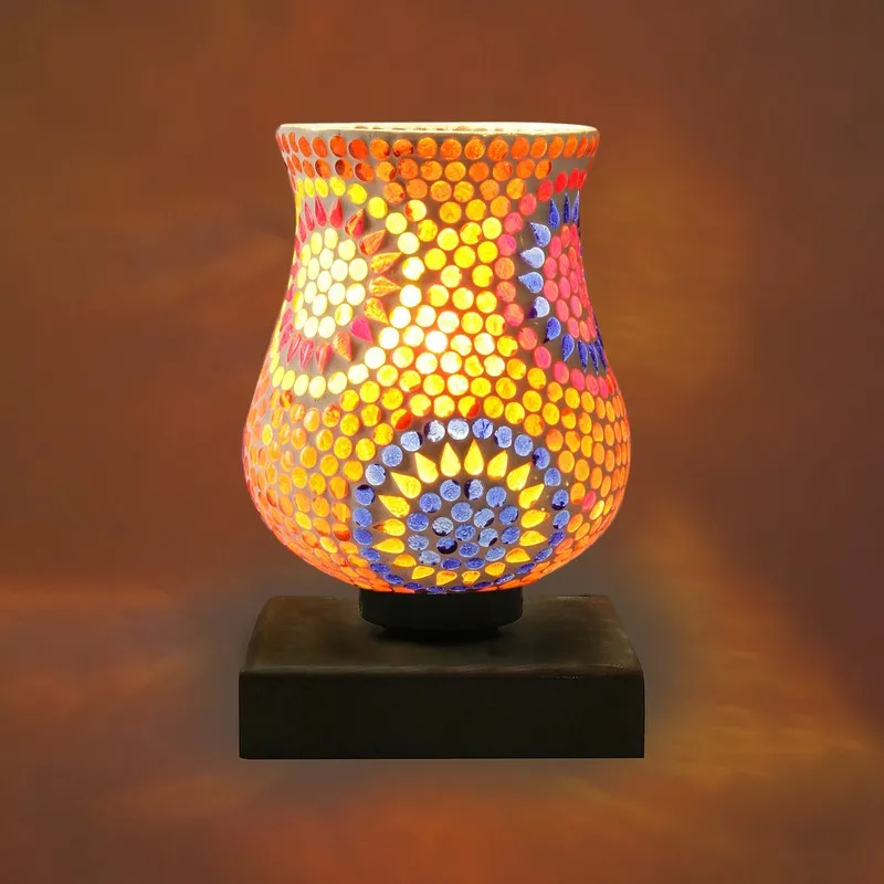 Mirello Mosaic Glass Table Lamp With Wooden Base - Multicolor media 7