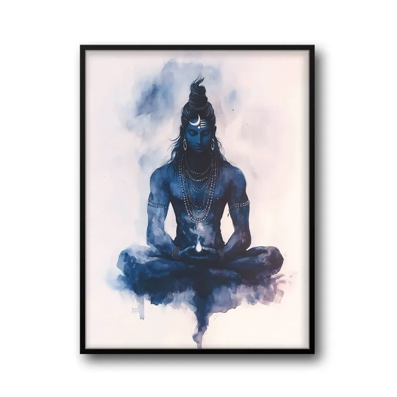 Divine Lord Shiva Archival Paper Wall Painting With Frame - Black media 5