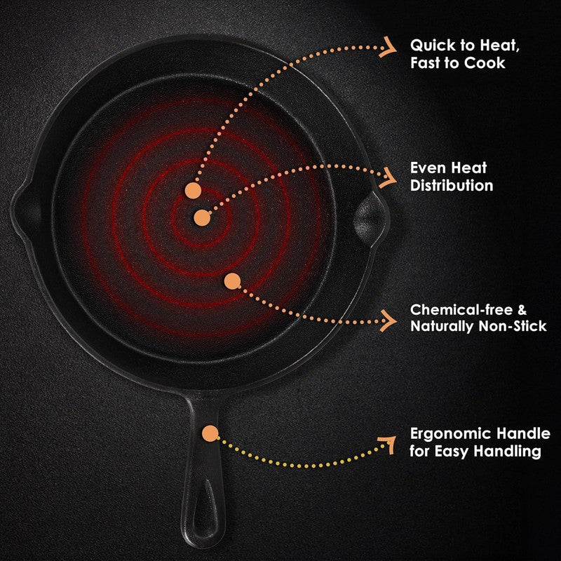 Solara Brewora Cast Iron Frying Pan with Handle - 1100 mL/8 inch media 8