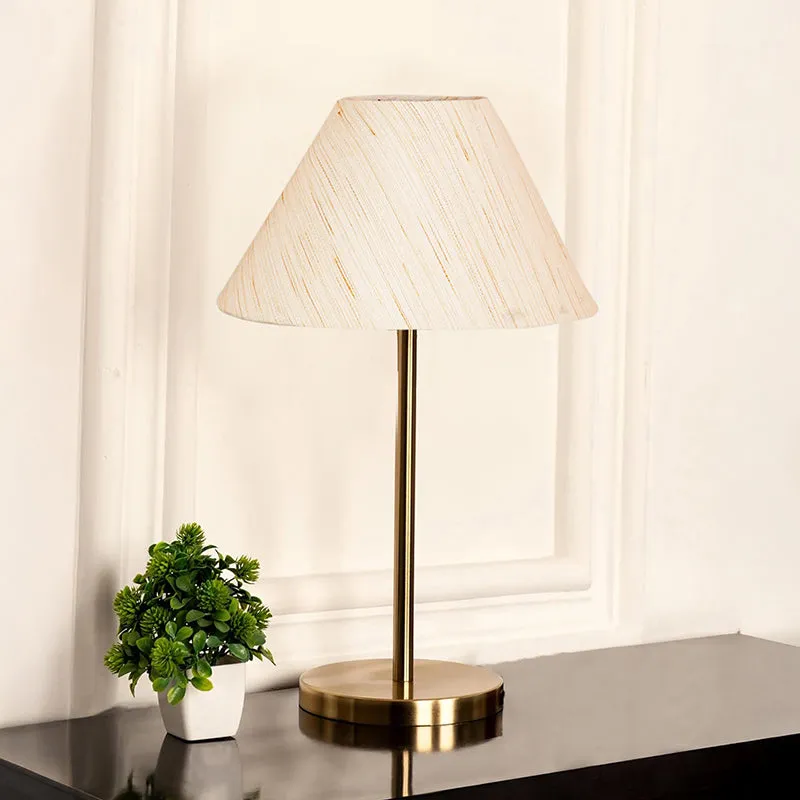 Glow Mesa Cotton & Metal Table Lamp (Empire) - Ivory,Gold media 2
