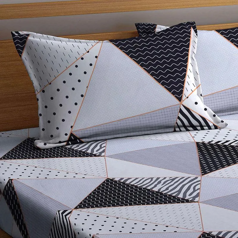 Archie Geometric PolyCotton Bedsheet  - 150 GSM media 1