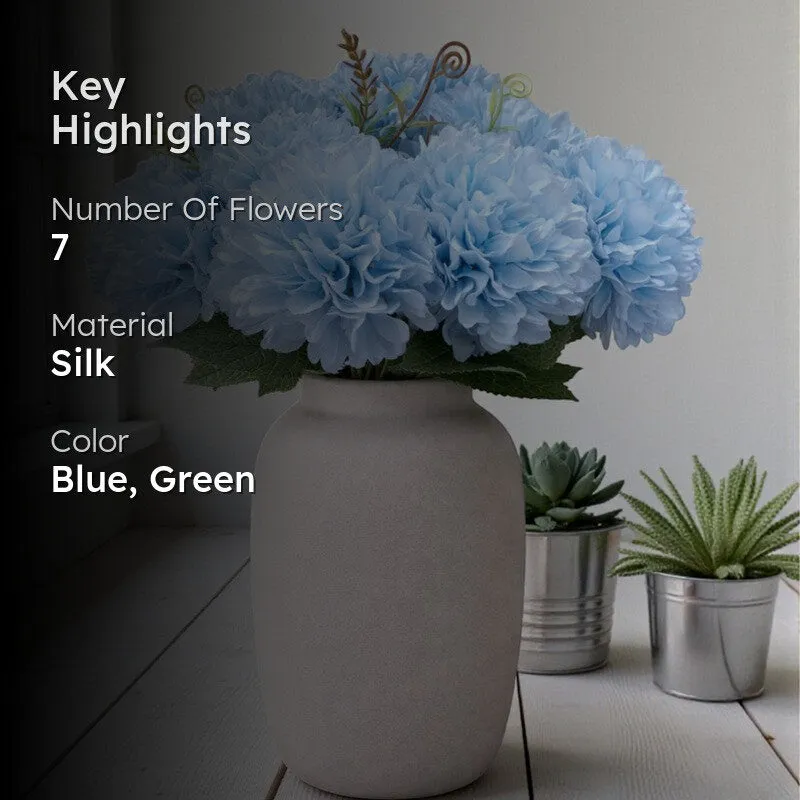 Hortensia Chrysanthemum Artificial Flower - Blue media 2