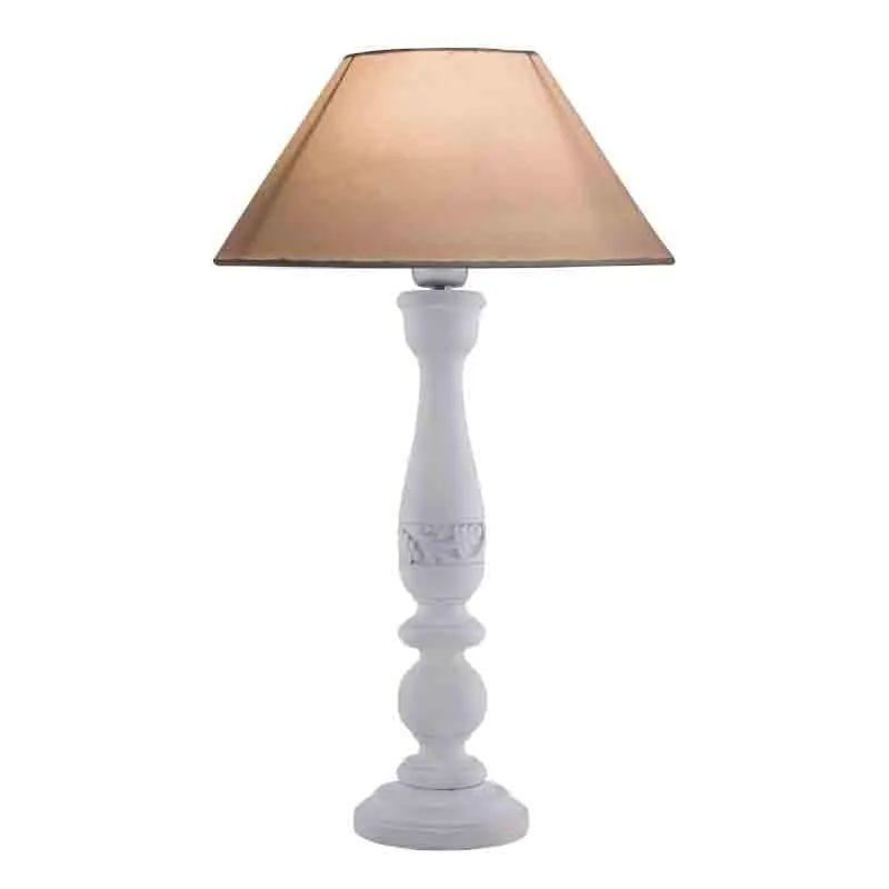Earthie Wooden Fabric Table Lamp - White media 5