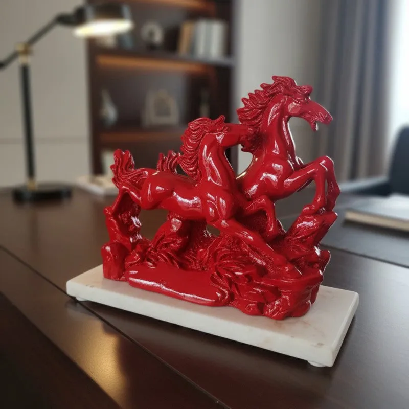 Running Horses Resin Showpiece - Red media 4