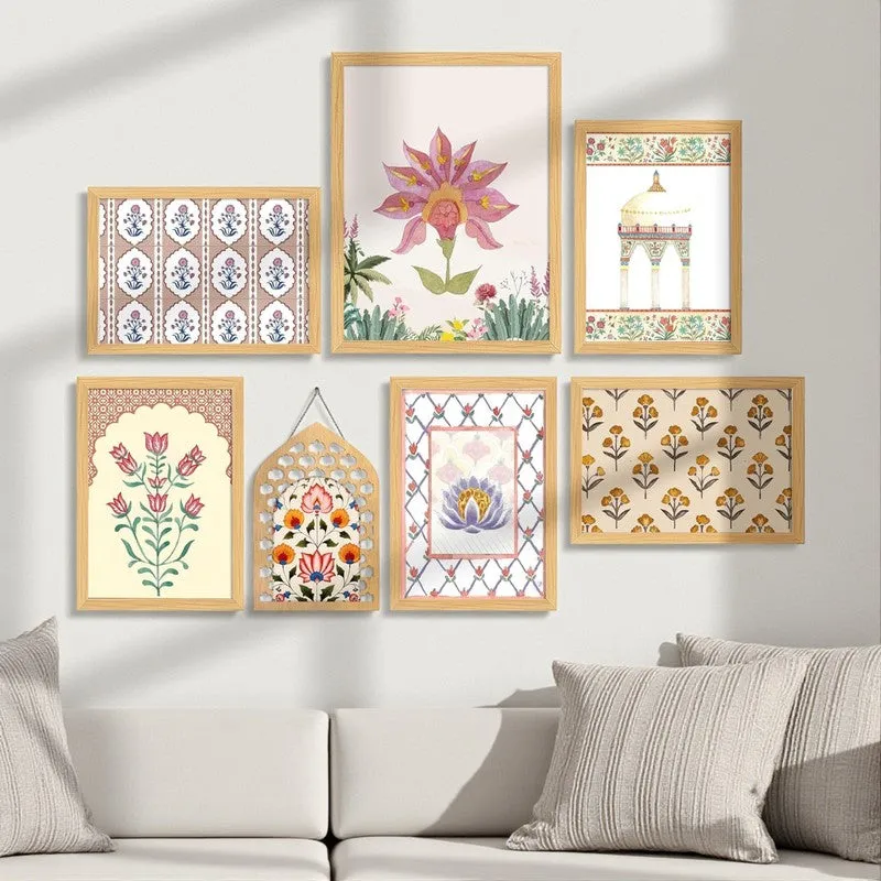 Mughal Floria Wall Art - Set Of Seven media 1