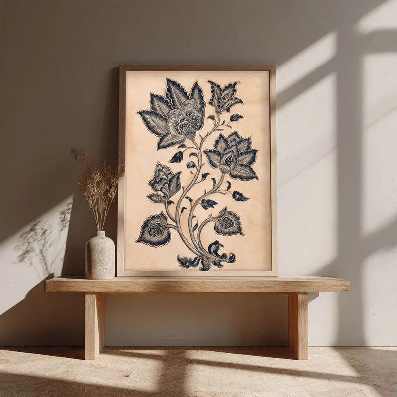 Pallavi Floral Line Art Canvas Wall Painting With Brown Frame media 3