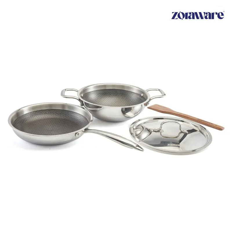Zoraware Honeycomb Kadhai 2500 ML With Frying Pan (24 CM) media 3