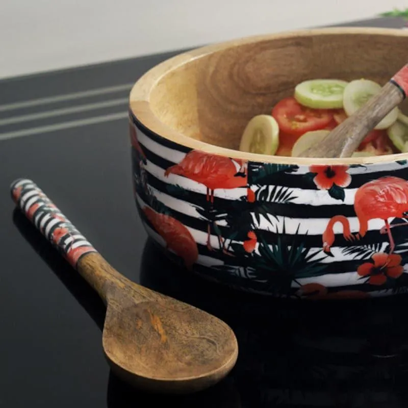 Flaminga Wooden Flat Bowl With Spoon & Fork - Set Of Three media 4