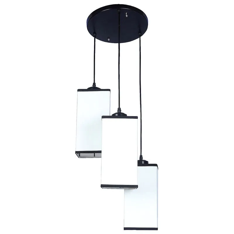 Warm Ivory Triple Metal Ceiling Lamp - White & Black media 5