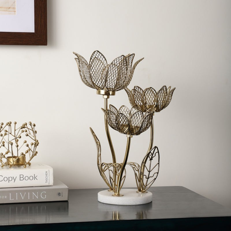 Lotus Cluster Tealight Candle Holder media 4
