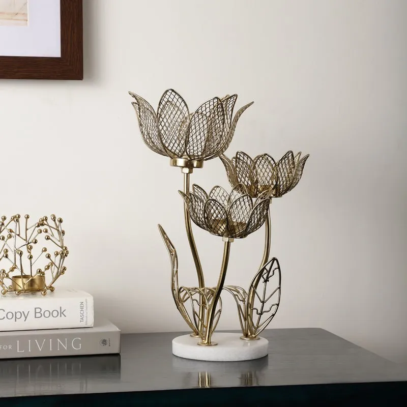 Lotus Cluster Tealight Candle Holder - 4