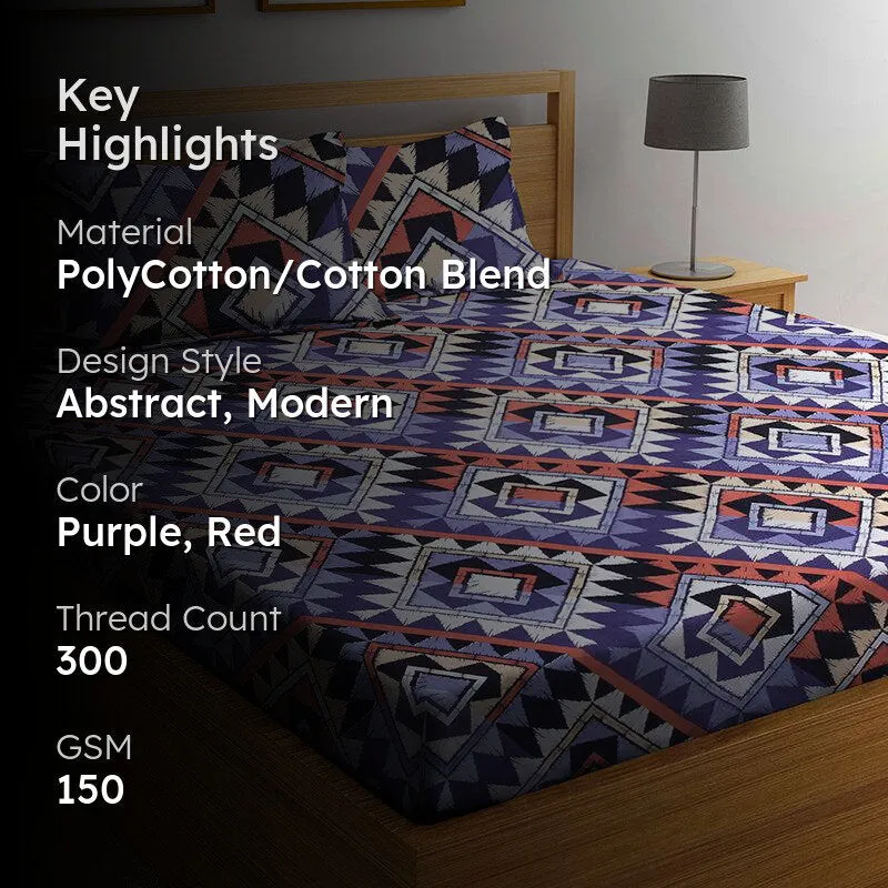 Falcon Geometric PollyCotton Bedsheet - 150 GSM media 2
