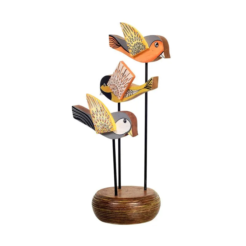 Flutura Colorful Mango Wood Bird Showpiece media 5