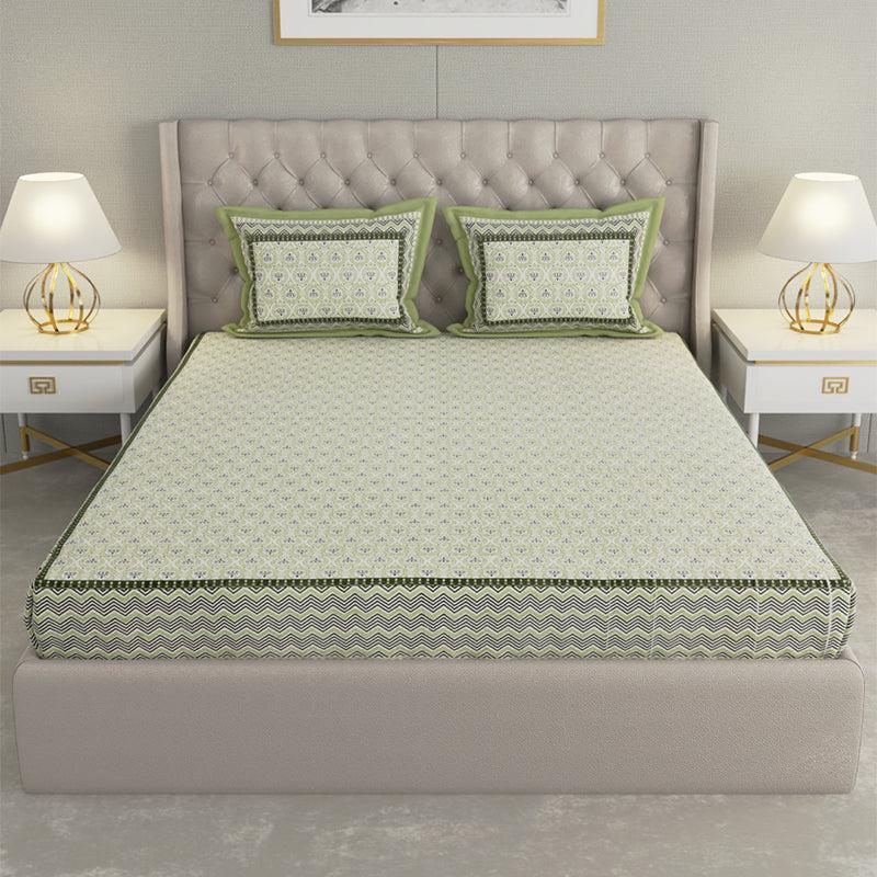 Kinova Printed Cotton Bedsheet (Green) - 240 TC media 3