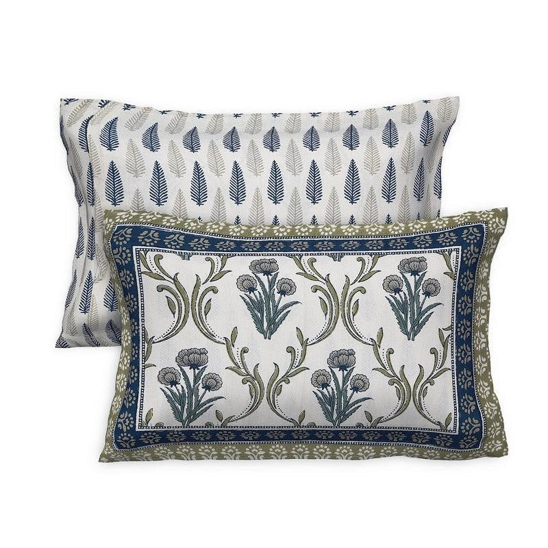 Giselle Floral Cotton Bedsheet (Blue) - 160 TC media 5