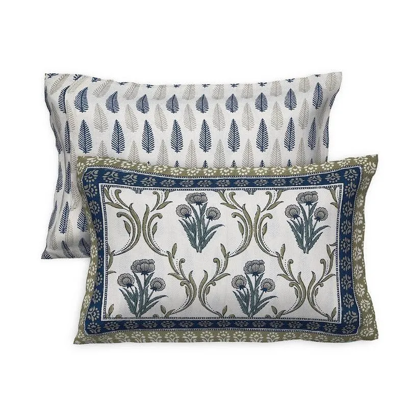 Giselle Floral Cotton Bedsheet (Blue) - 160 TC - 5