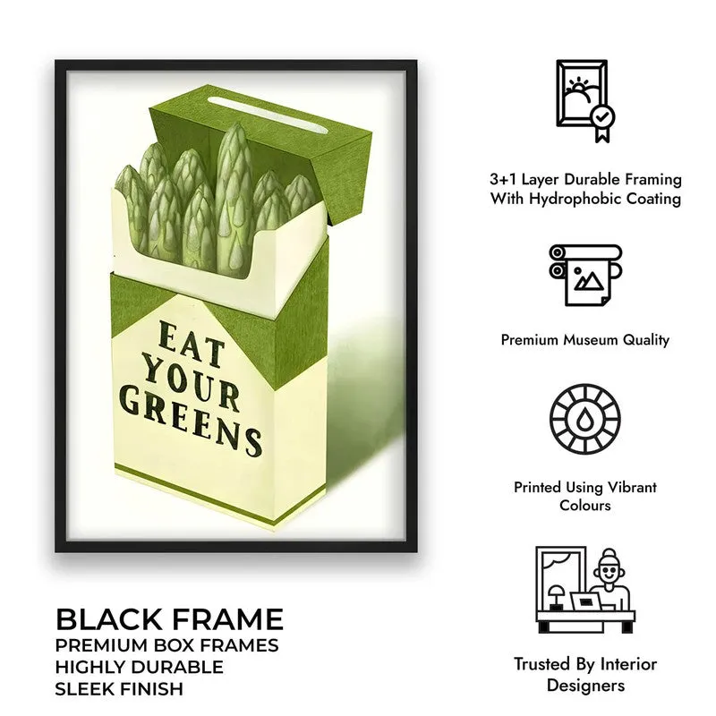 Eat Your Greens Archival Canvas Wall Art - Black media 10